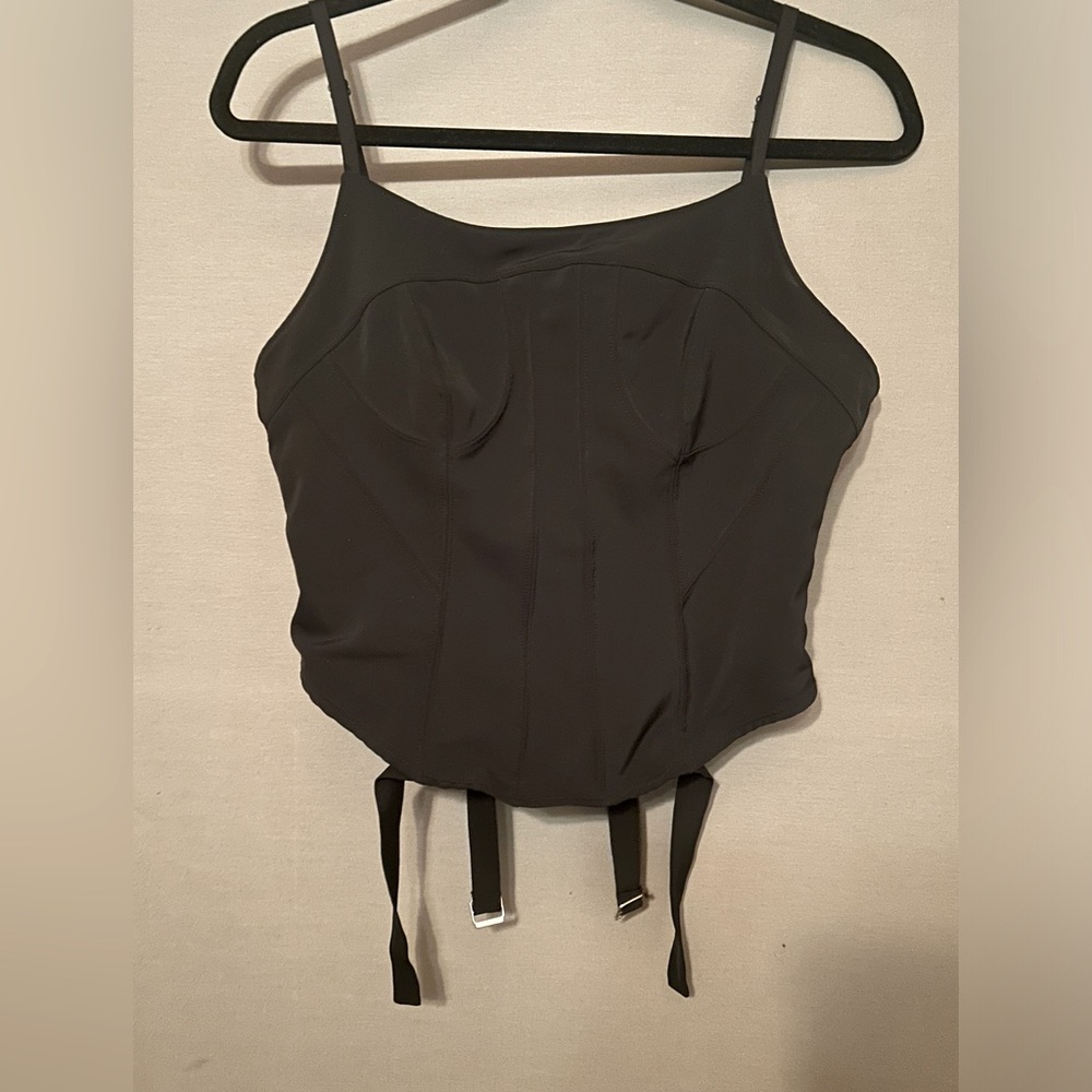 SUPER RARE Nike Sexy Corset Stretch Athleasure Dance Top L Blk
